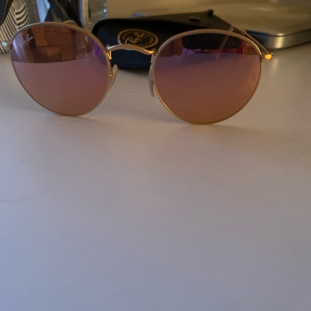 Ray Baan round pink lens sunglasses